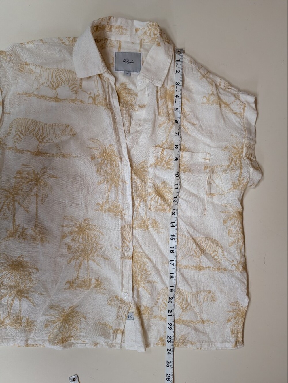 Rails Whitney Linen Shirt Palm Tree Wild Bengal Tigers - Picture 9 of 10